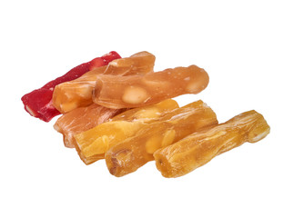 Turkish sweet delights rahat-lokum isolated on white background