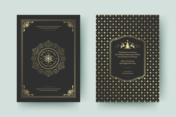 Christmas greeting card design template vector illustration.