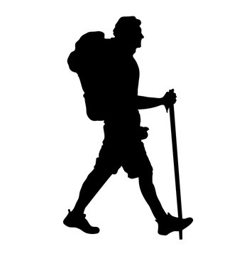 person hiking silhouette vector