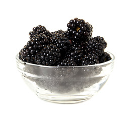 Blackberry in glass vase isolated on white background clipping path