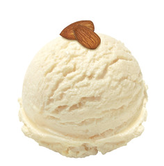 Scoop of cinnamon ice cream isolated on white background