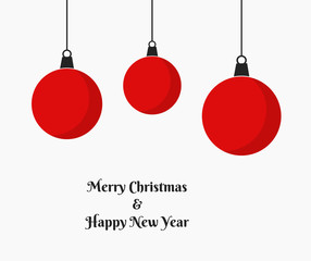 Christmas red balls hanging ornaments.