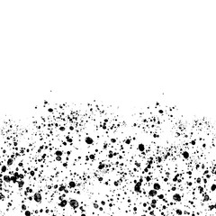  Isolated artistic black watercolor and ink splatter textures and decorative elements on white wall background.