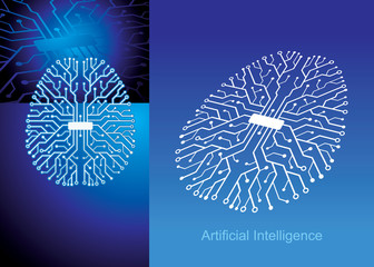 Artificial intelligence Electronic brain icon vector