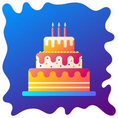 Festive cake gradient flat icon with fluid background.