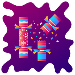 Christmas cracker gradient flat icon with fluid background.