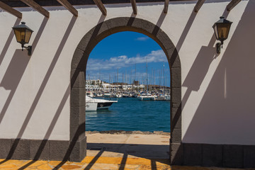 Canary islands lanzarote urban view water harbour