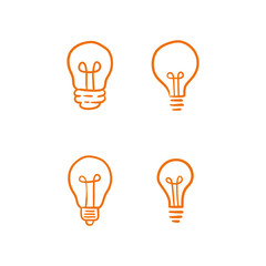 Idea symbol, light bulb doodle. Hand drawn vector illustration.