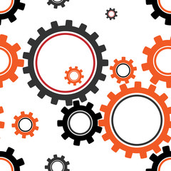 Vector illustration of colored gears seamless pattern.