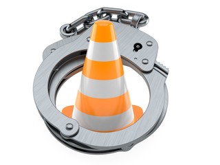 Traffic cone inside handcuffs