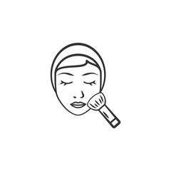 Woman with cosmetic brush icon. Element of woman makeup icon for mobile concept and web apps. Detailed Woman with cosmetic brush icon can be used for web and mobile