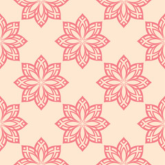 Red and beige floral seamless pattern