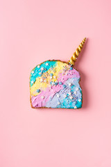 Colorful mermaid and unicorn toast with decoration