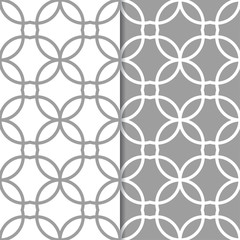 Fototapeta premium Gray and white geometric set of seamless patterns