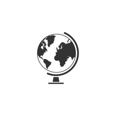 Globe. Black Icon Flat on white background