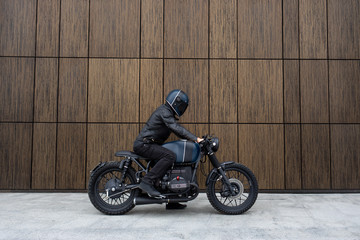 Fototapeta na wymiar Vintage rebuilt motorcycle motorbike caferacer