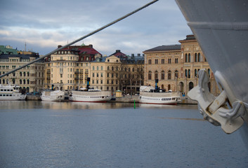 Old steamboats at Blasieholmen island in stockholm