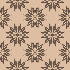 Fototapeta na wymiar Brown floral seamless pattern on beige background