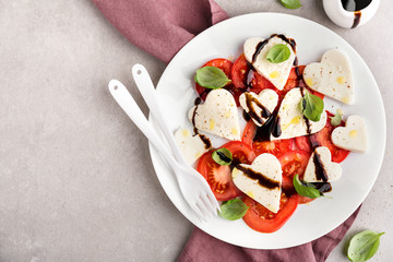Italian caprese salad for valentine's day