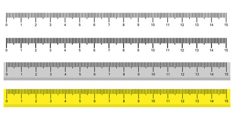 Vector set of metric rulers in flat style. Measuring scales.