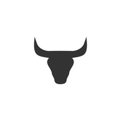 Fototapeta premium Bull Head. Black Icon Flat on white background