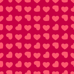 Valentines day background. Vector seamless pattern with red rotated hearts