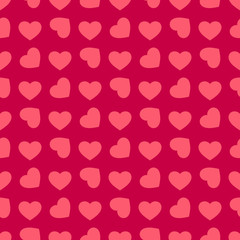 Valentines day background. Vector seamless pattern with red rotated hearts