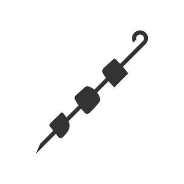 recommend clip art: Shish Kebab, Shashlik. Black Icon Flat on white background