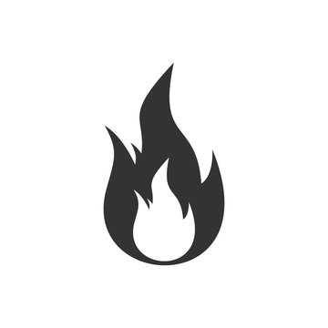 Fire. Black Icon Flat on white background