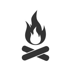 Bonfire, Campfire. Black Icon Flat on white background