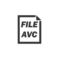 AVC File. Black Icon Flat on white background