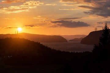 Beautiful sunset in the canadian fjords 