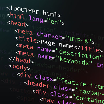Html code as abstract computer programming concept. Vector illustration.