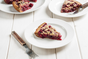 Homemade traditional sweet autumn cherry tart pie