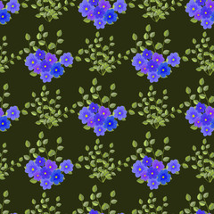 Vector floral ethnic seamless pattern in doodle style with flowers and leaves. Gentle, spring, summer floral background.