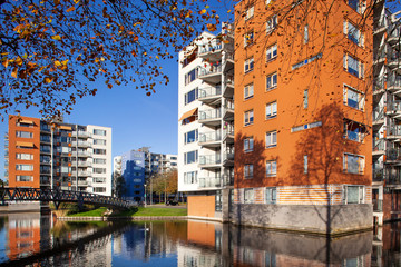 Residential apartment buildings in autumn