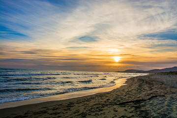 Fototapeta premium Castiglione della Pescaia Tuscany, Italy - sunset on the beach