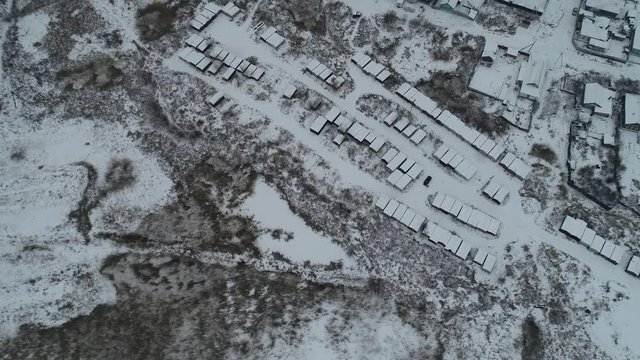 Winter landscape at the bird`eye view