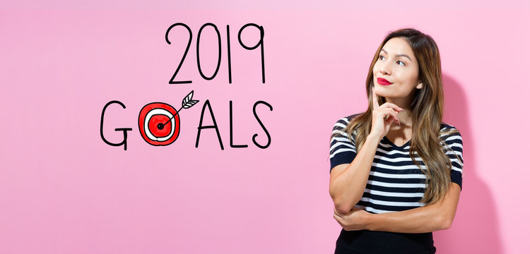 2019 Goals with young woman in a thoughtful pose