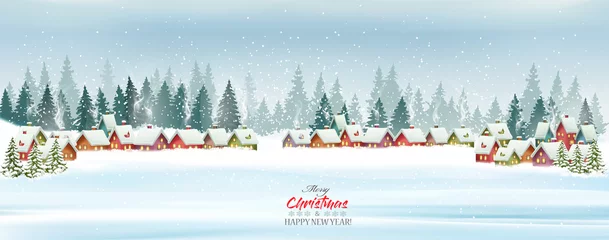 Wandaufkleber Feiertags-Weihnachtshintergrund mit Santa Hat und einer Geschenkbox. Vektor © ecco