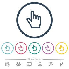 Hand cursor flat color icons in round outlines
