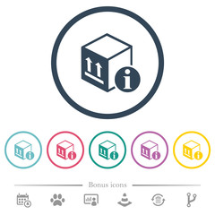 Package information flat color icons in round outlines