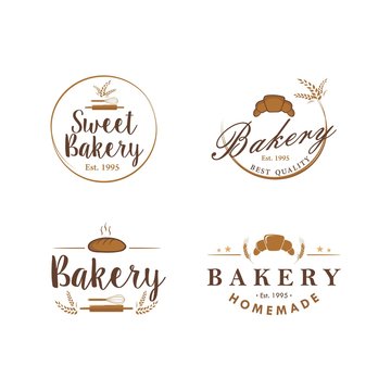 Bakery and Dessert Logo, Sign, Template, Emblem, Flat Vector Design Set