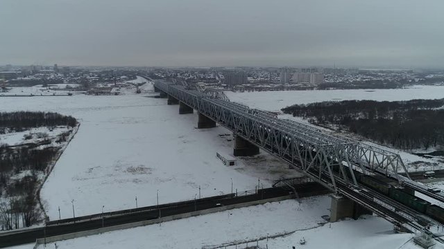 Railway bridge at the bird's-eye view