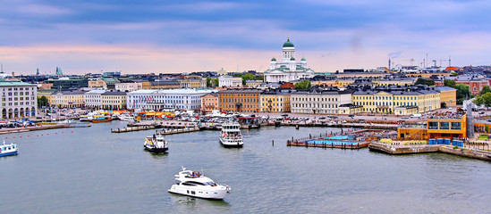 Helsinki cityscape with Helsinki Cathedral and Market Square, Finland