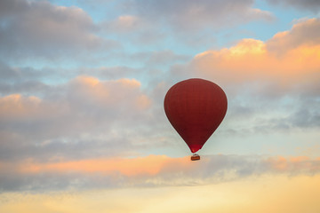 Hot air balloon over the temple in Bagan, Myanmar