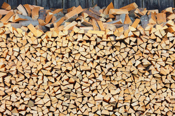 Pile of fiire wood, rural vintage background