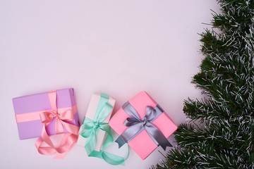christmas presents on white background