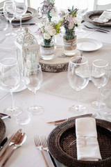 flowers arrangement and decoration rustic interior design in wedding table