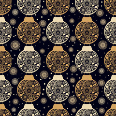Seamless pattern for Christmas packaging, textiles,  holiday symbols illustration. wrapper or cover